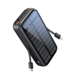 Promate 20000mAh Solar Power Bank with 20W Power Delivery, 3 USB-A Ports,10W Wireless Charging and LED .. Flash