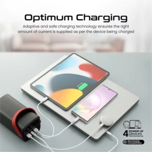 Promate 80000mAh PowerPack with 65WPD, Lightning, USB-C & DC Input, USB-C & USB-A Output, LED Light