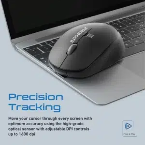 Promate 1600DPI Dual tone Wireless Mouse, Black