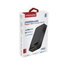 Promate 20000mAh Slim Power Bank with 20W USB-C Power Delivery and Quick Charge 3.0 , Navy