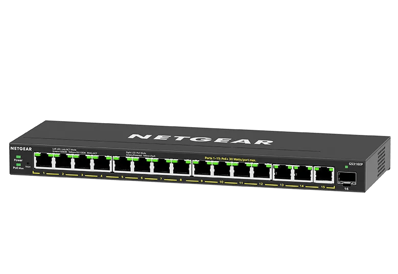 NETGEAR GS316EP-100UKS 16-Port Gigabit Ethernet Plus Smart Managed PoE+ Switch Network Switch - Image 3