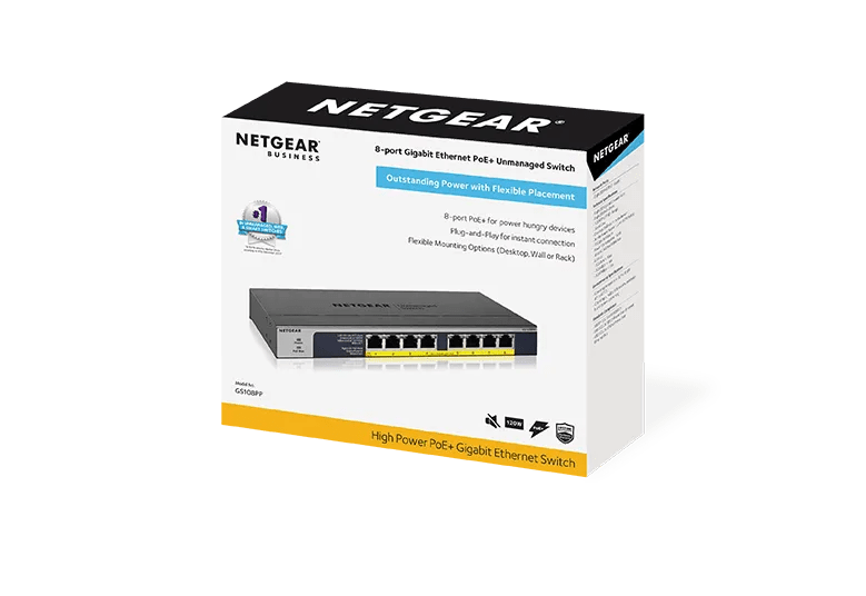 NETGEAR GS108PP-100EUS 8-Port Gigabit Ethernet Unmanaged PoE+ Switch FlexPoE 123W Network Switch - Image 4