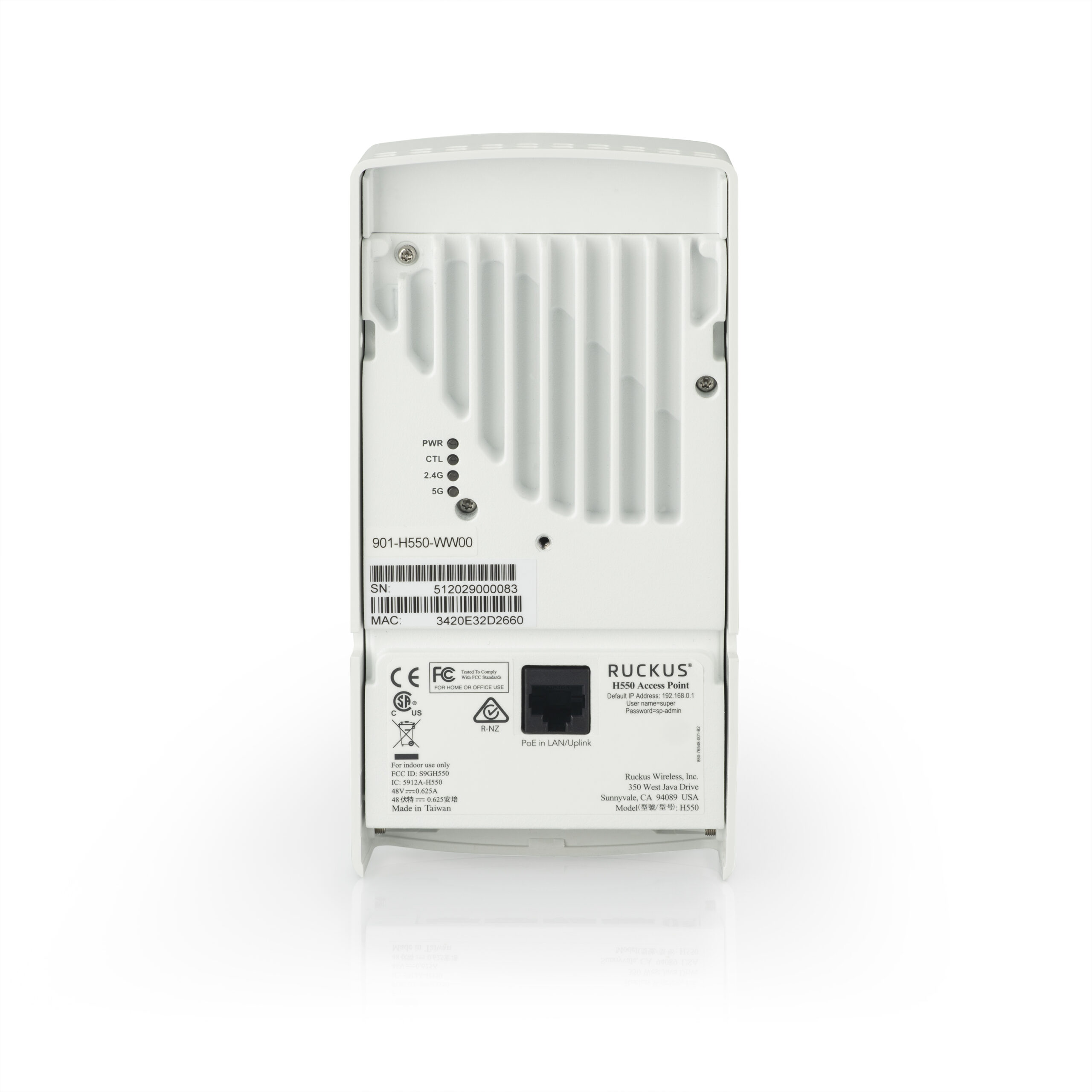 RUCKUS 9U1-H550-XX00 Unleashed H550 Wi-Fi 6 Dual-Band Wall Switch Access Point BeamFlex+ 5x Gigabit Ethernet PoE In/Out USB Wireless Access Point - Image 4
