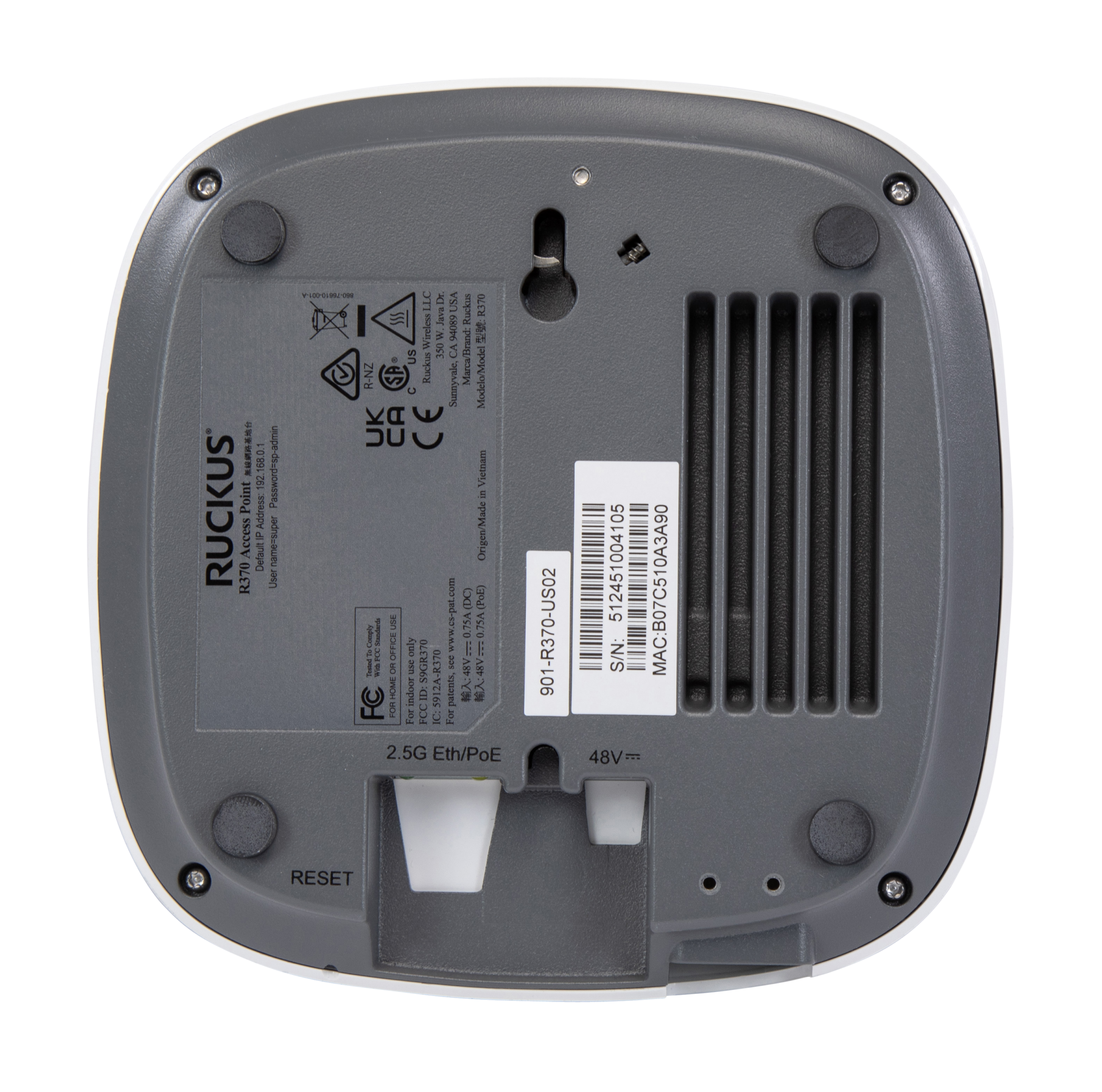 RUCKUS R370 Dual-Band Wi-Fi 7 (802.11be) 2x2 MU-MIMO Wireless Access Point (9U1-R370-XX02) - Image 7